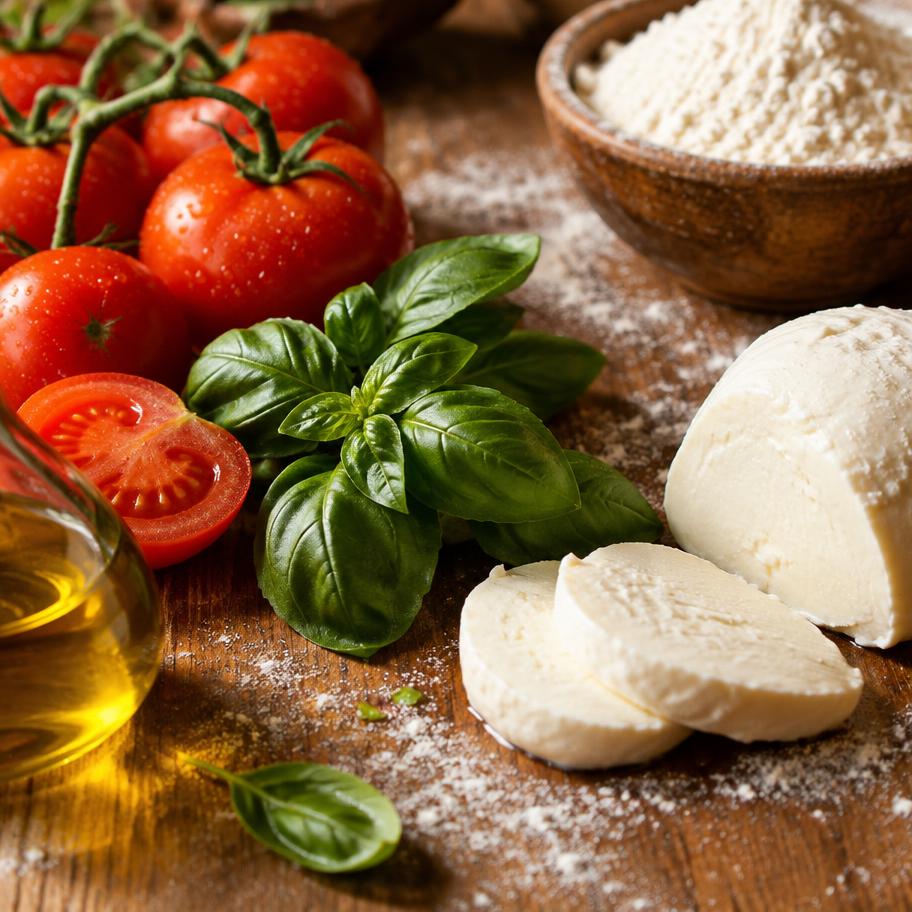 Pomidory, bazylia i mozzarella